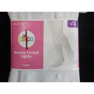 NWT Lot of 4 Pairs Circo Girls' Size 12-14 White Polkadot Dressy Footed Tights